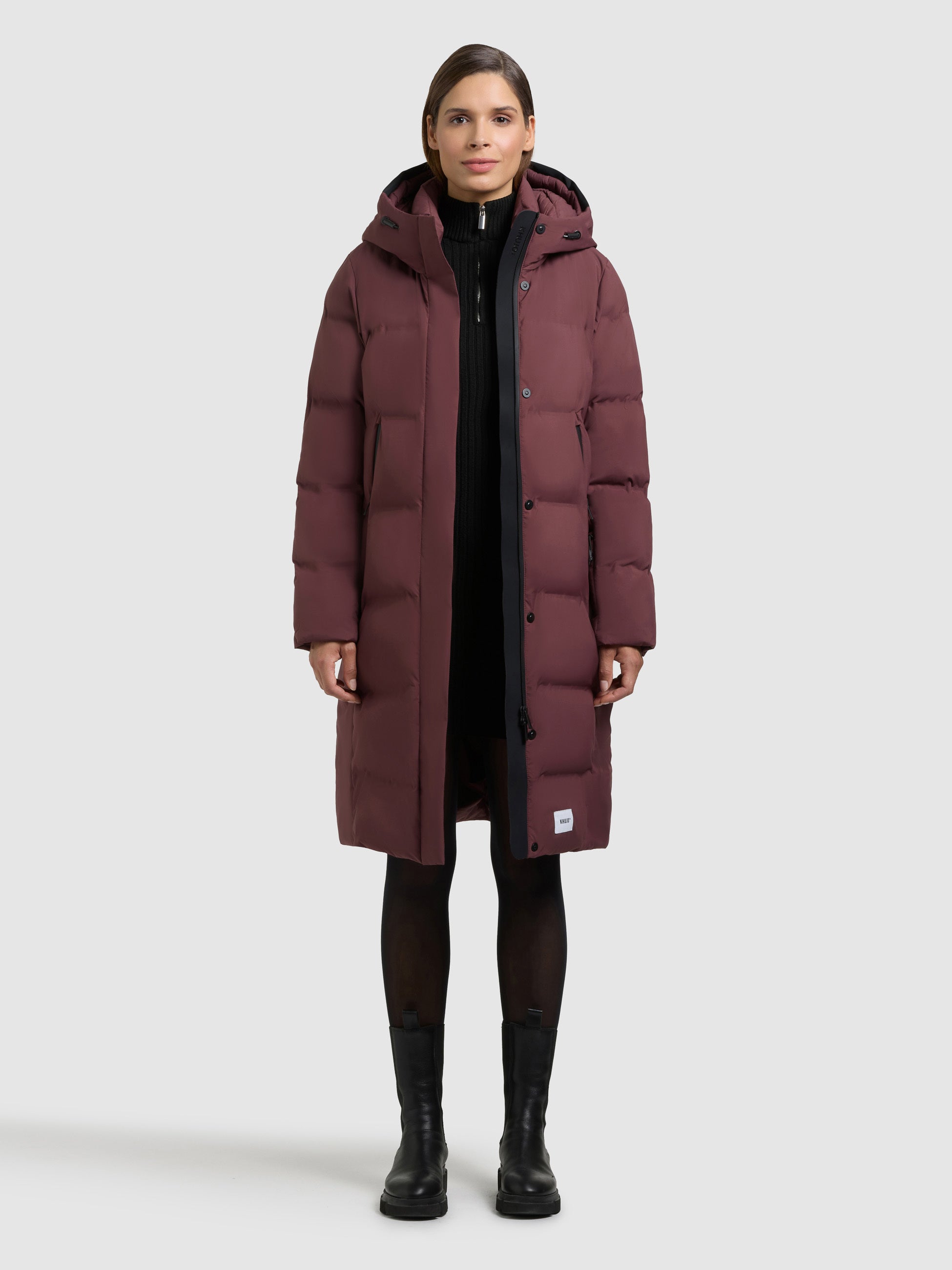 khujo-hayana-damen-steppmantel-moscato-red-knielang image 1