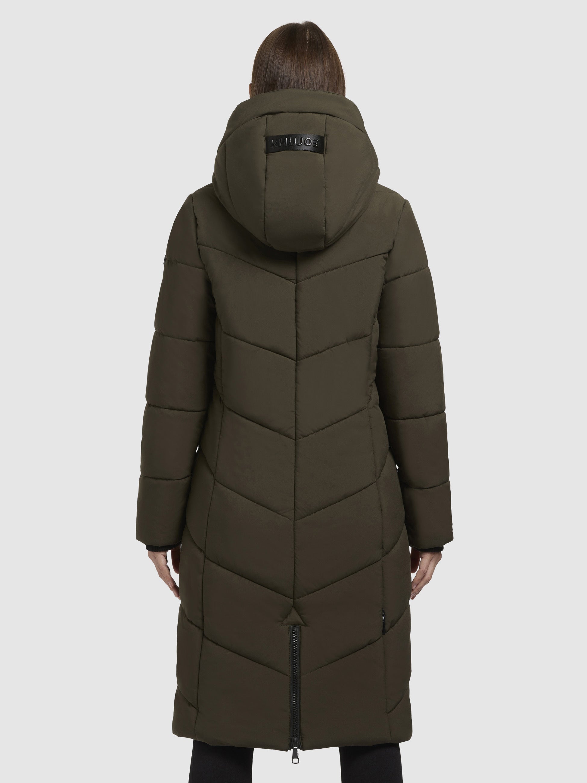 khujo-mantel-aribay5-khaki-lange-damen-steppjacke-mit-strick image 3