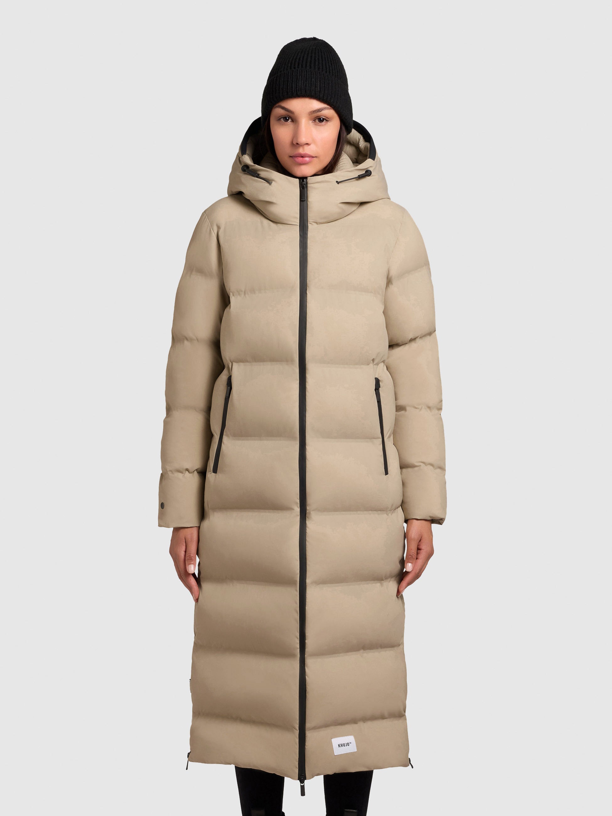 khujo-mantel-larea3-beige-damen-steppmantel-wadenlang-warm-wattiert image 4