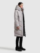 khujo-coat-jange2-matt-blizzard-grey-knielanger-damen-steppmantel image 6