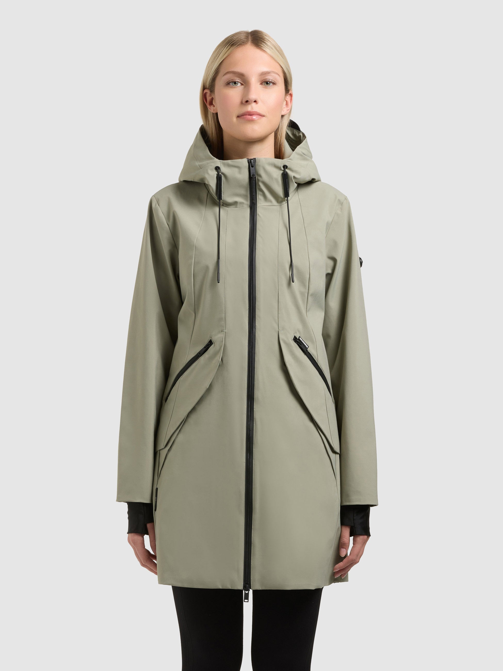 khujo-jacke-eiza-reet-green-lange-wasserabweisende-regenjacke-mit-kapuze image 4