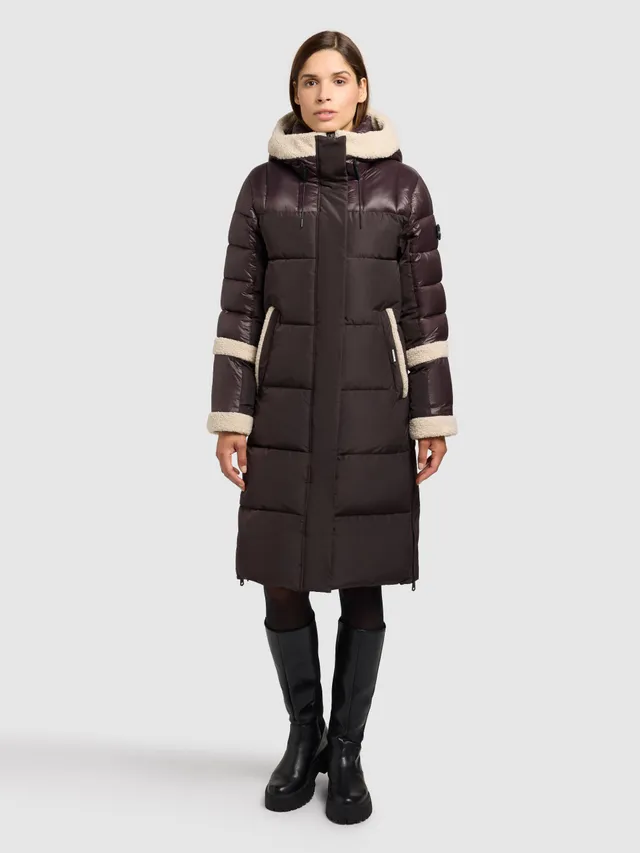 khujo-mantel-desna2-moody-plum-damen-steppmantel-knielang-mit-teddyfleece image 1