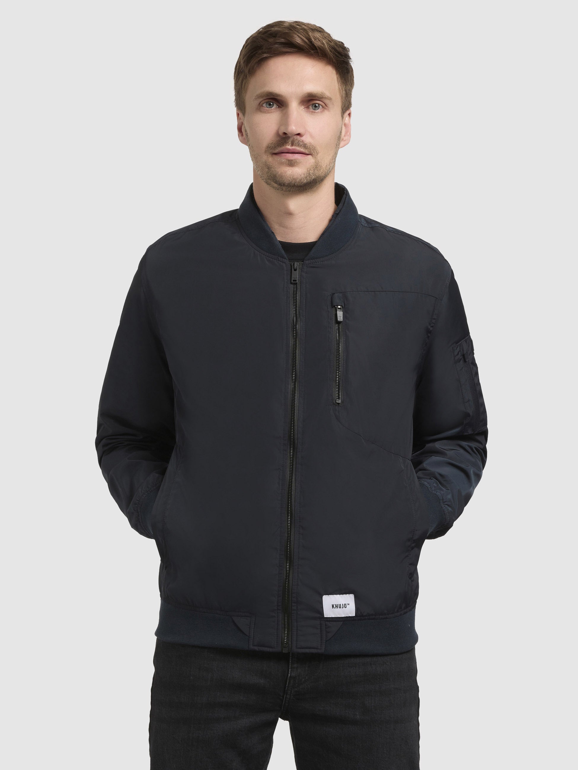 khujo-beki-blouson-bomberjacke-dunkelblau-gef-ttert-mit-rippb-ndchen image 4