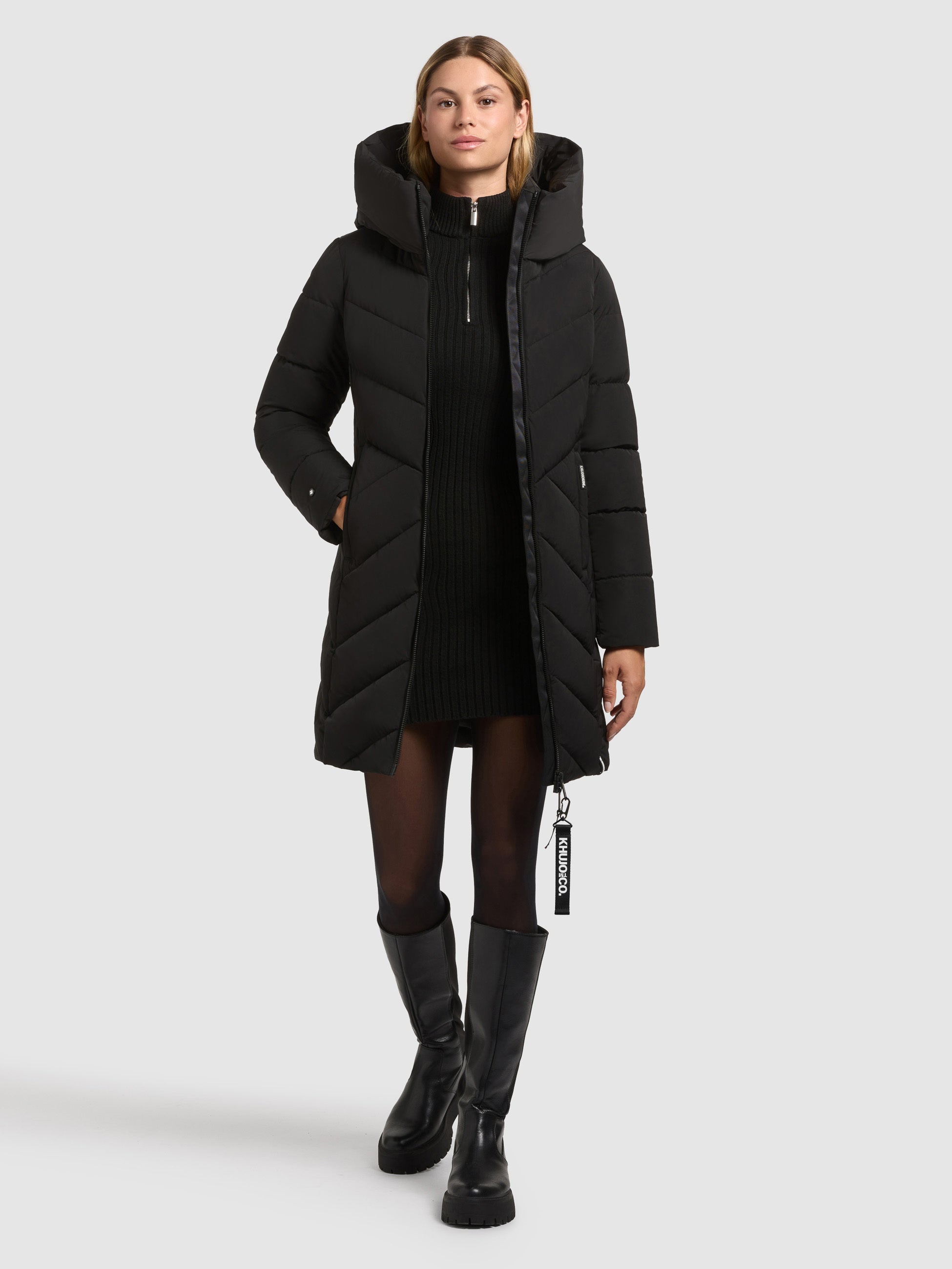 khujo-coat-darka2-black-damen-steppmantel-regular-fit-mit-kapuze image 1