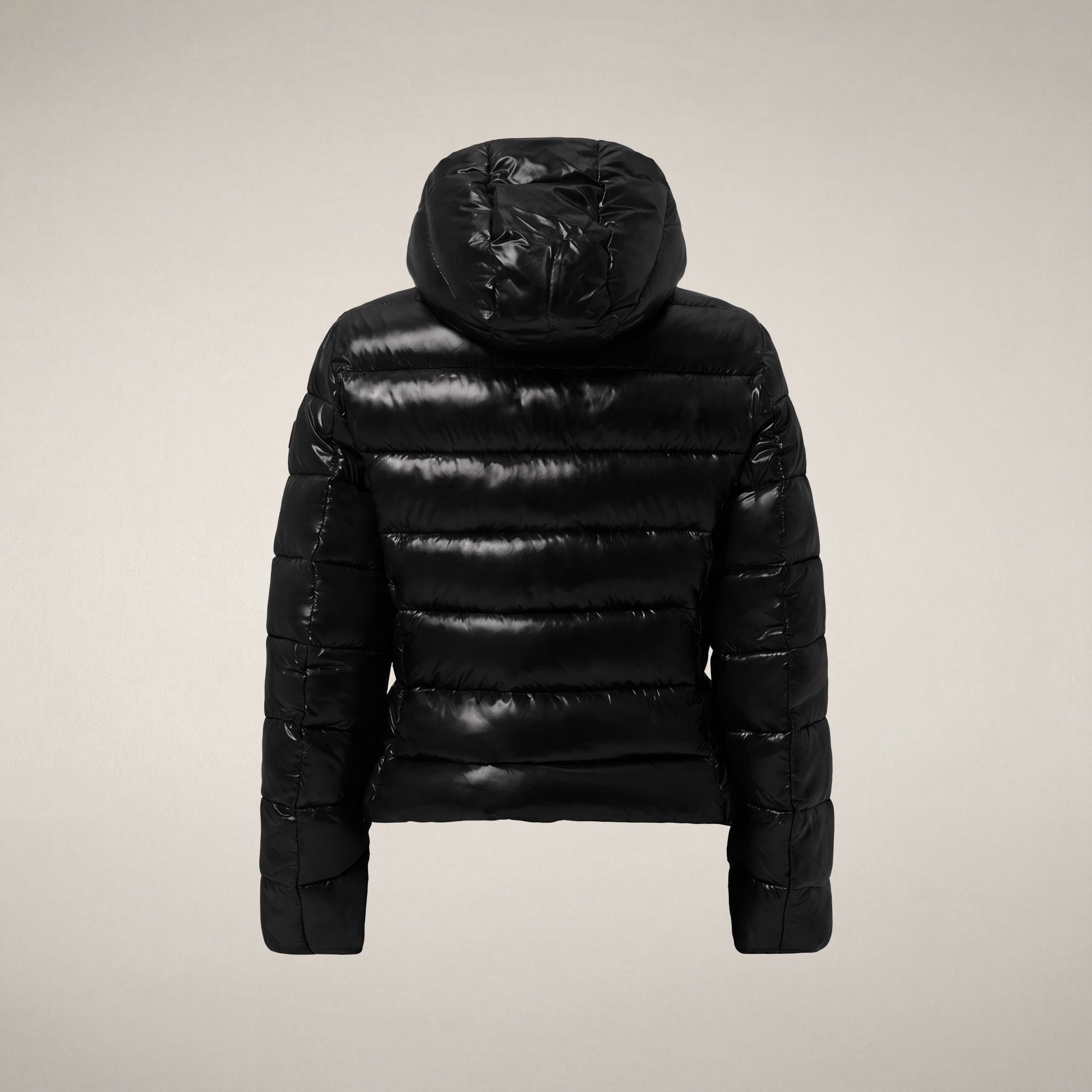save-the-duck-cosmary-damen-steppjacke-schwarz-slim-laqu-mit-kapuze image 4
