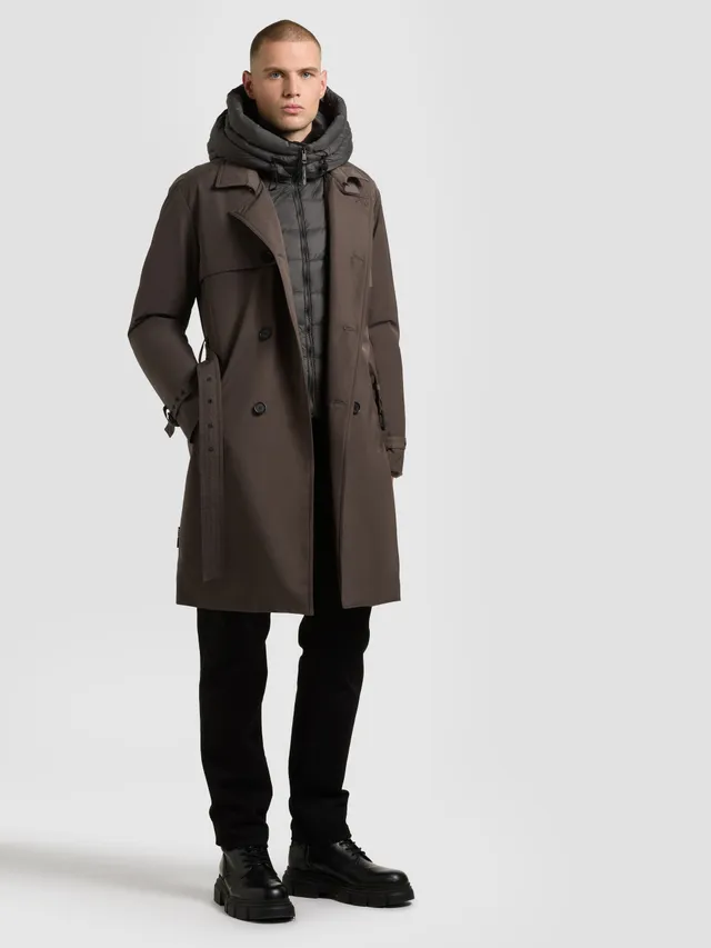 khujo-coat-tarm-graphite-gray-damen-trenchcoat-kurz-mit-herausnehmbarer-stepp-ei image 1