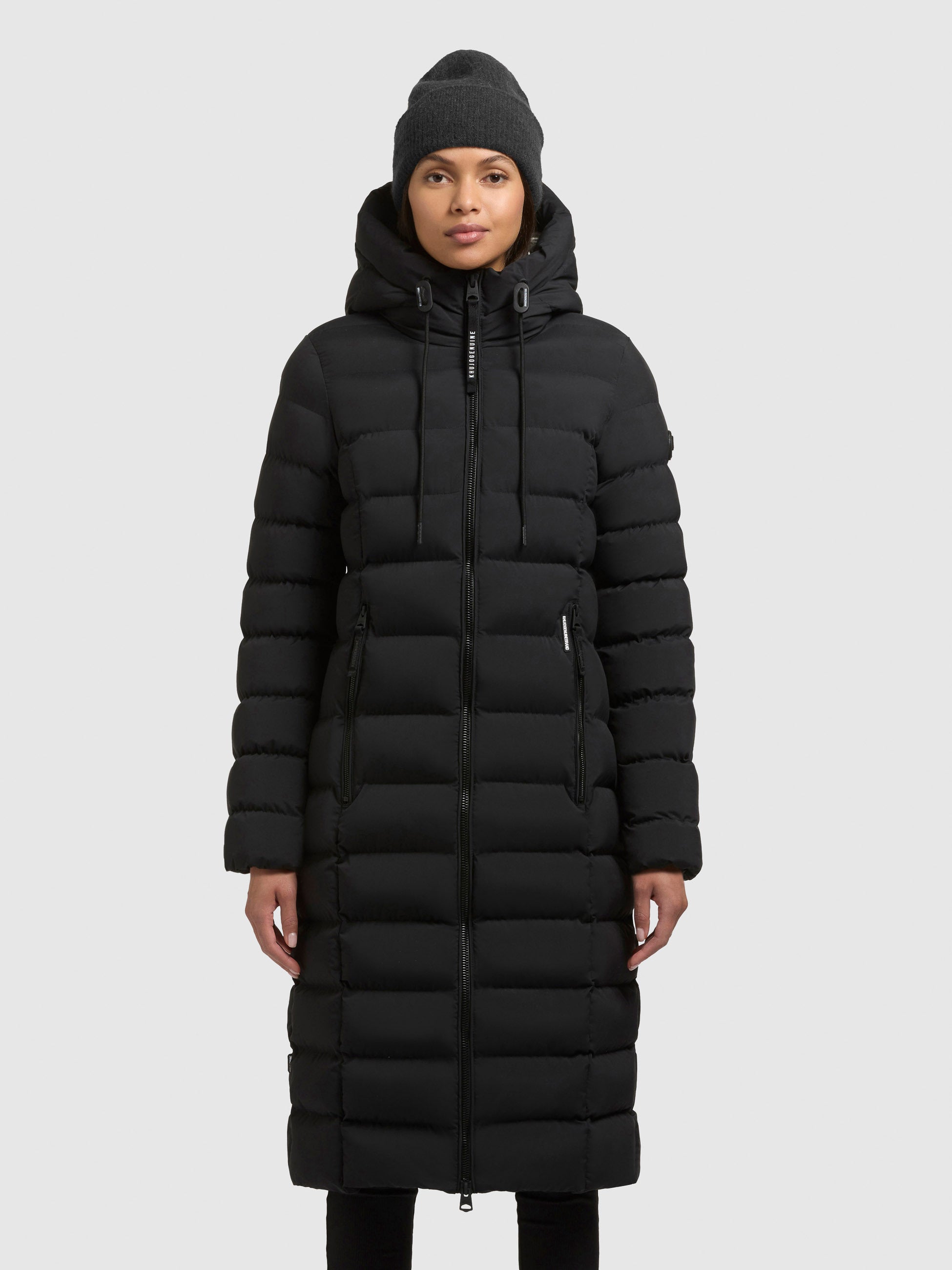 khujo-mantel-simmie2-black-knielanger-steppmantel-damen-slim-fit-mit-kapuze image 4