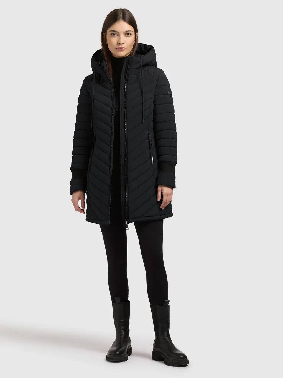 khujo-mantel-nita4-black-kurzmantel-gesteppt-tailliert image 1