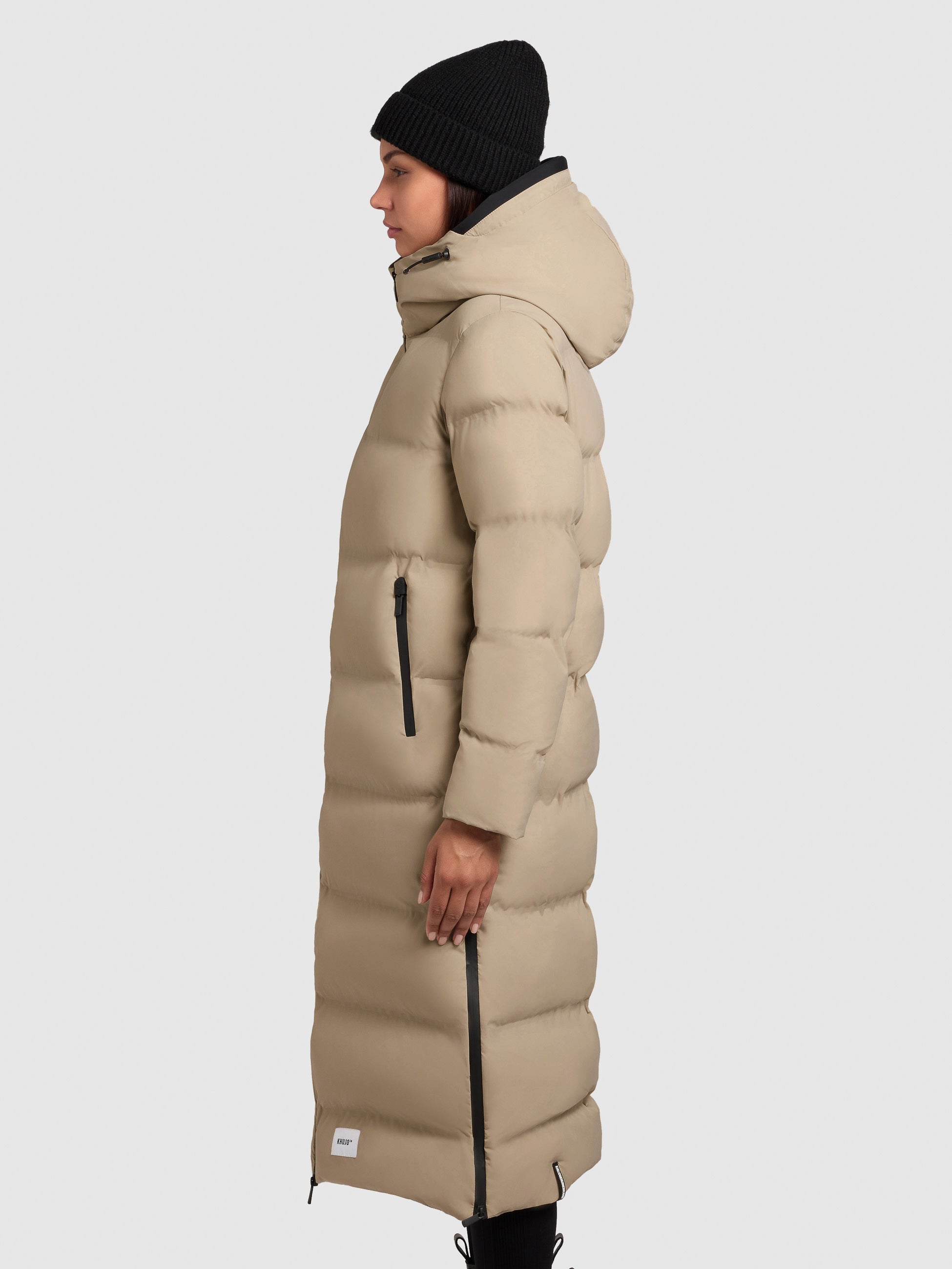 khujo-mantel-larea3-beige-damen-steppmantel-wadenlang-warm-wattiert image 5