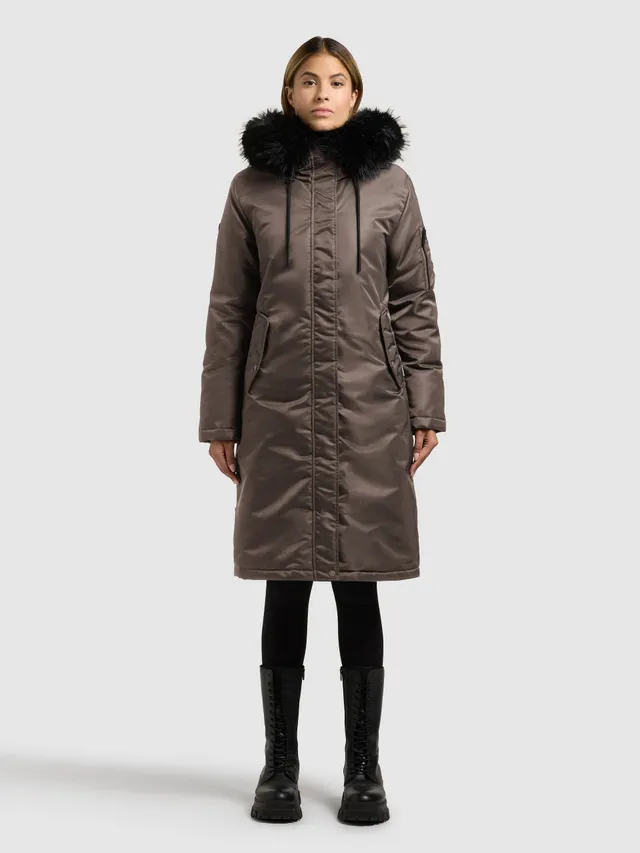 khujo-coat-jilla-potter-brown-wintermantel-mit-kapuze-und-kunstfell image 1