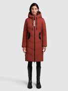 khujo-coat-aribay4-light-dark-red-langer-steppmantel-damen image 2
