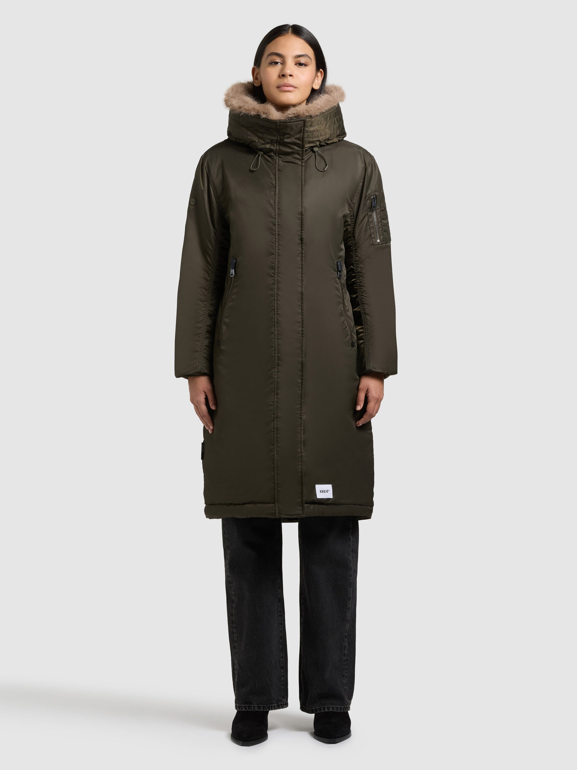 khujo-mantel-oliva-forest-green-wintermantel-loose-fit-bomber-look image 1