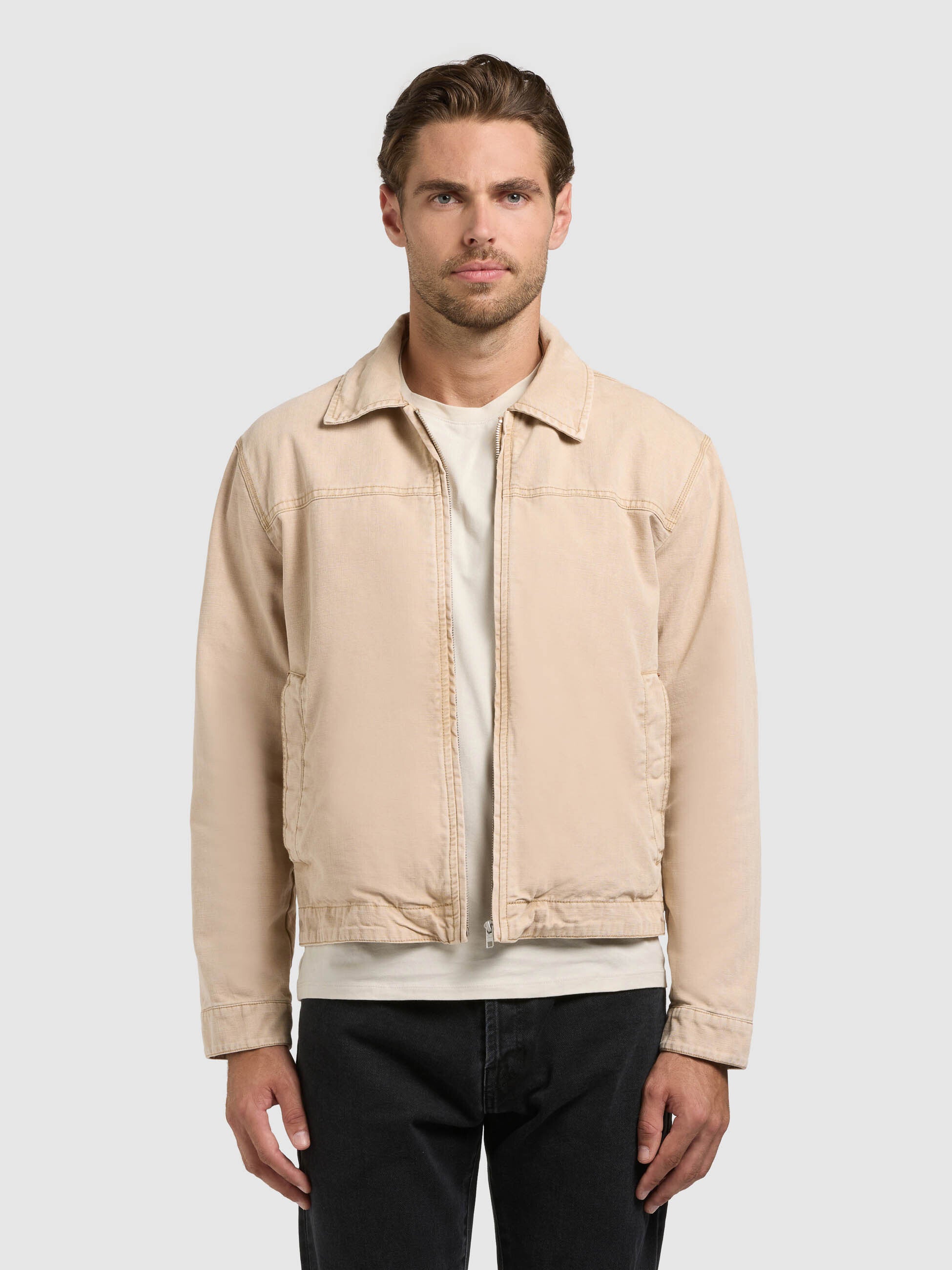 khujo-brave-jacke-sugar-cane-beige-blouson-harrington-damen-herren-canvas image 1