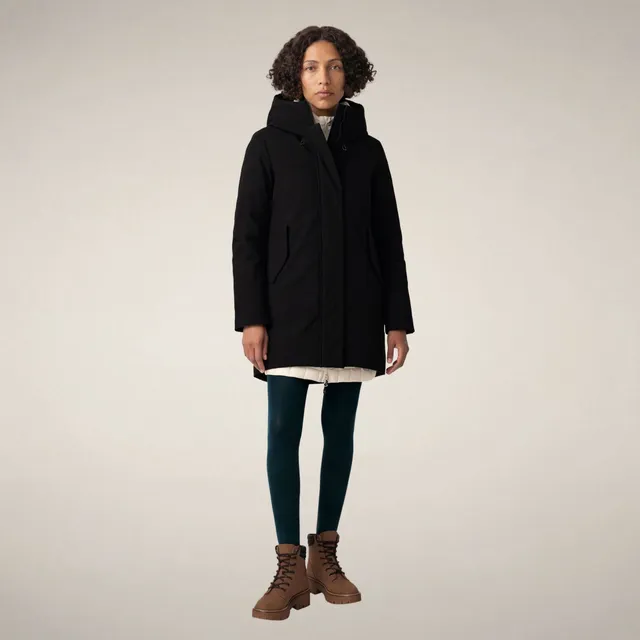 save-the-duck-nellie-damen-parka-schwarz-a-linie-mit-verwandelbarer-kapuze image 1