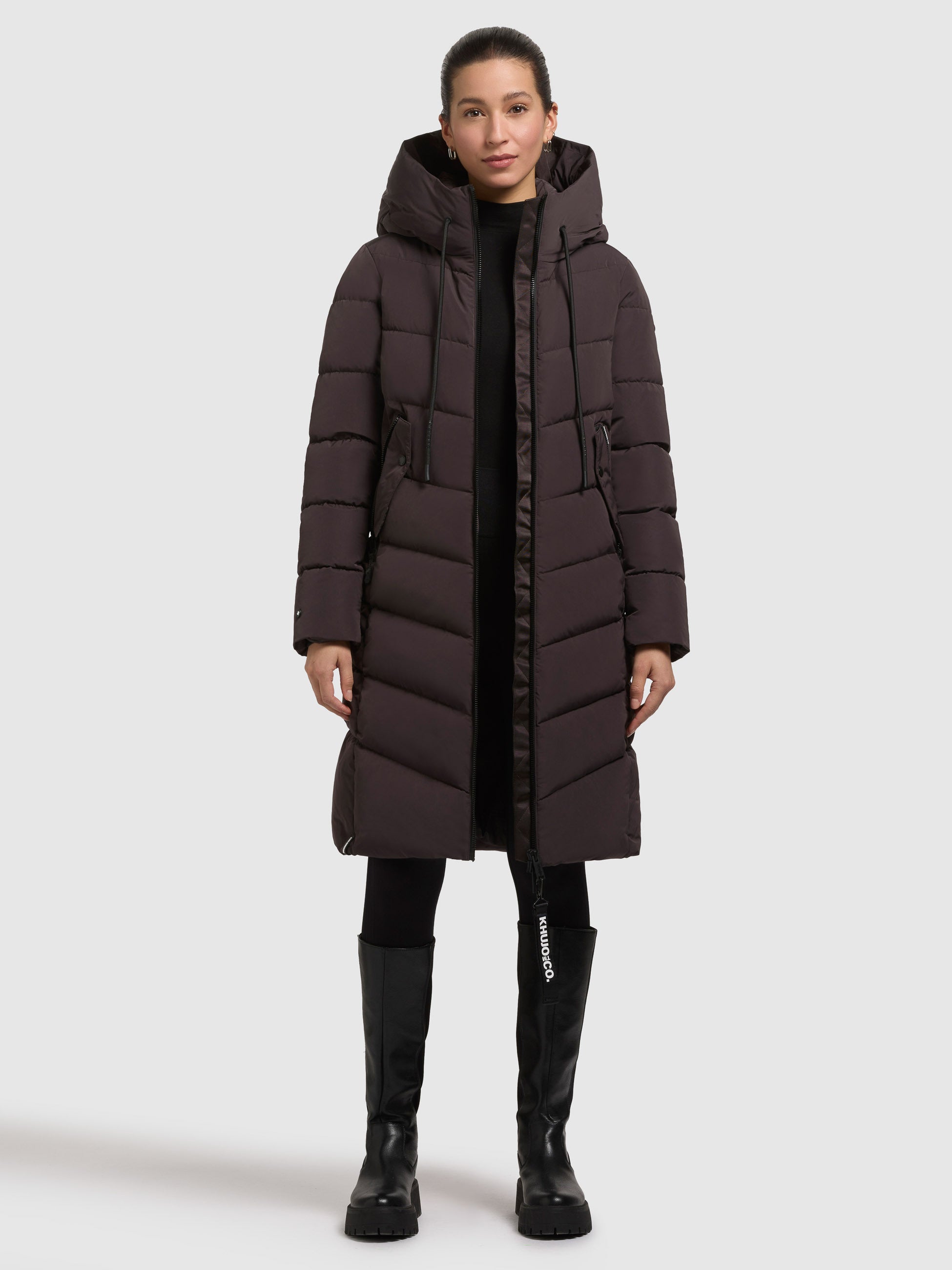 khujo-mantel-mikia3-moody-plum-damen-steppmantel-knielang image 1