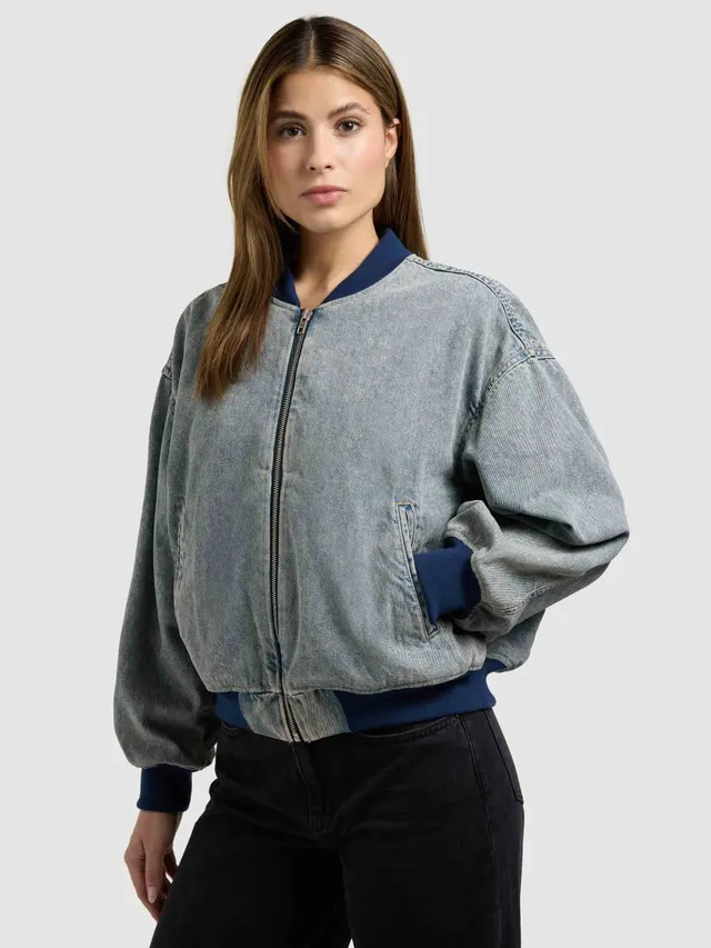 khujo-jacke-sissi-blue-acid-damen-bomberjacke-blouson-denim-vintage-look image 1