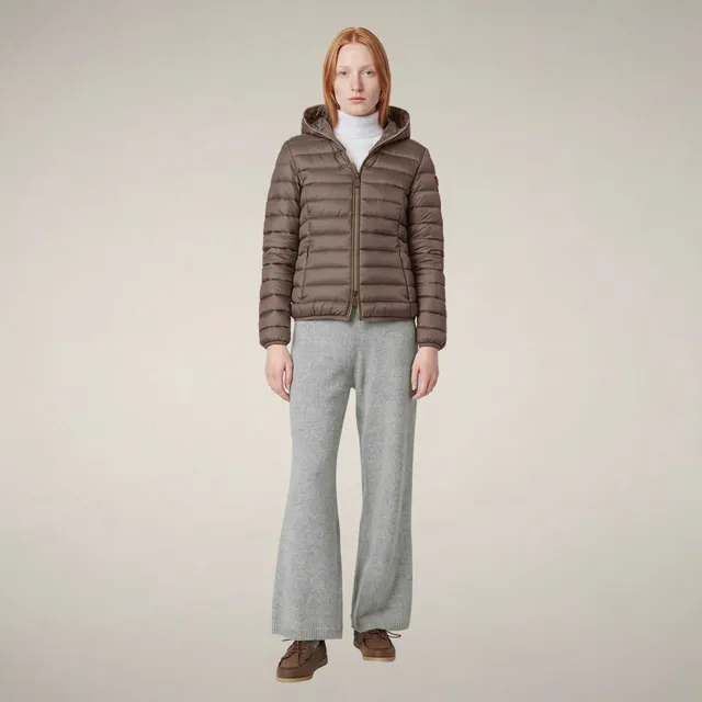 save-the-duck-alexis-damen-steppjacke-grau-mud-mit-kapuze image 1