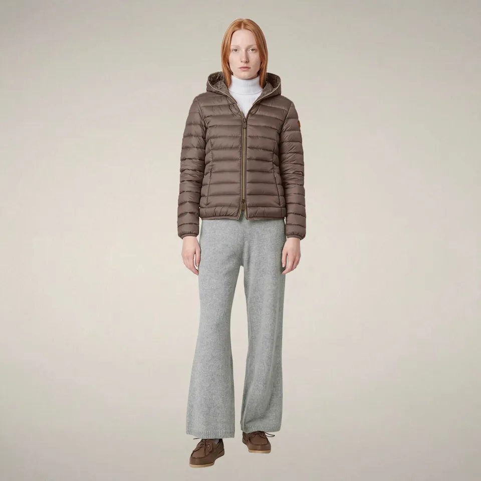 save-the-duck-alexis-damen-steppjacke-grau-mud-mit-kapuze image 1