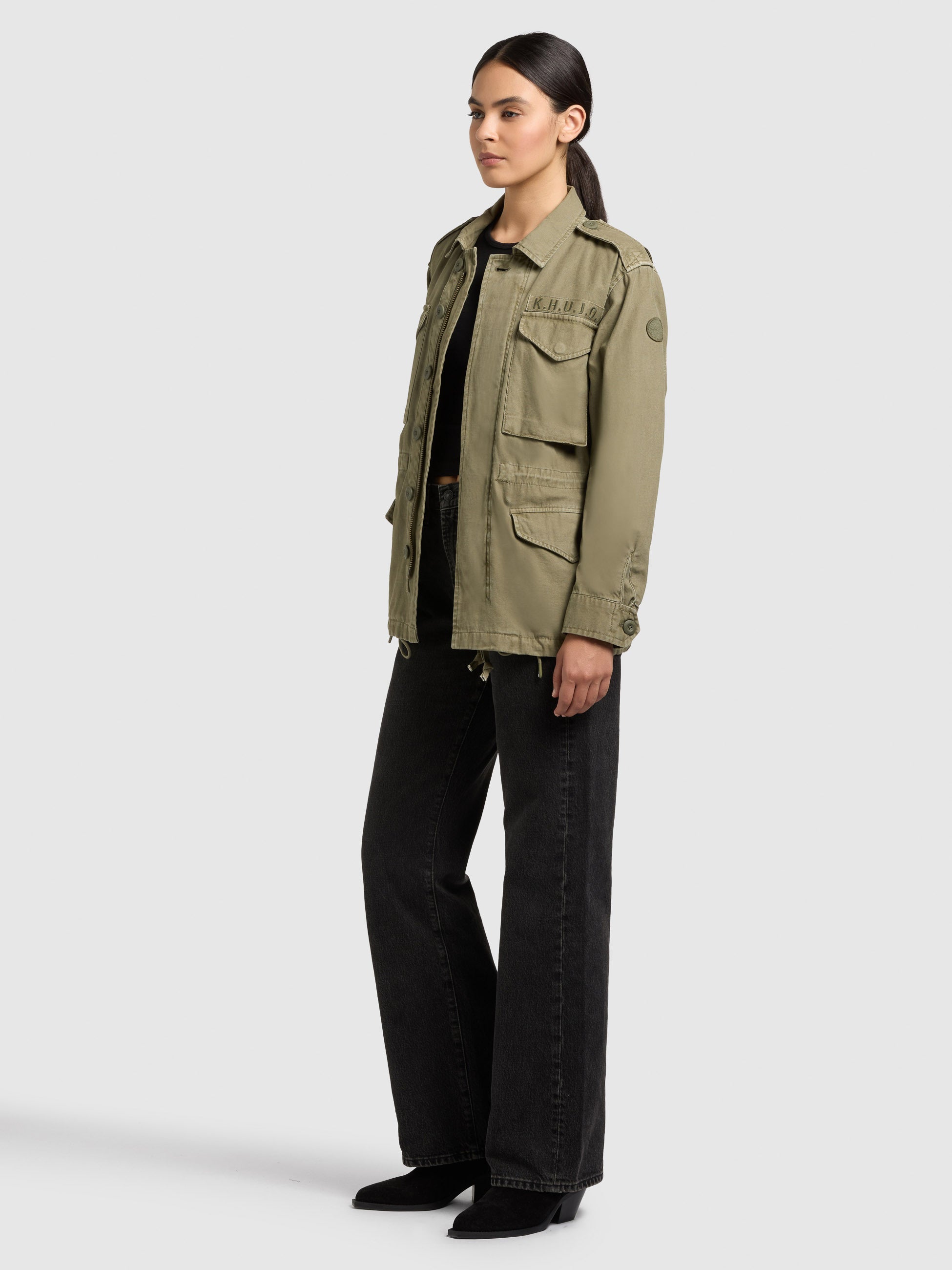 khujo-jacke-buni-olive-damen-fieldjacket-aus-baumwoll-twill image 2