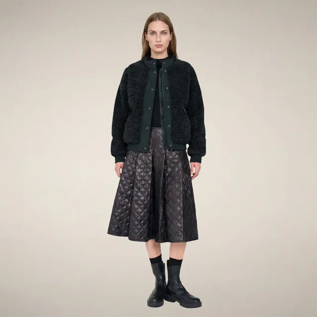 save-the-duck-valery-damen-puffer-nori-gr-n-bomber-aus-pelz-optik image 1