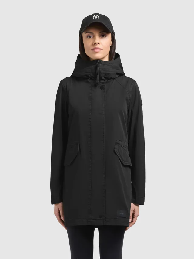 khujo-mantel-nika-black-parka-damen-aus-baumwoll-twill-mit-kapuze image 1