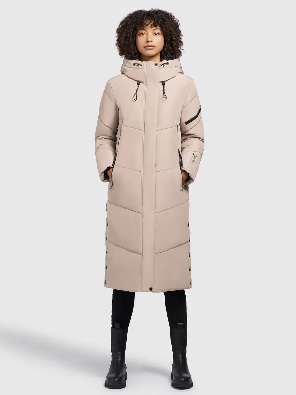 khujo-coat-sonje5-damen-steppmantel-light-beige-wadenlang image 1