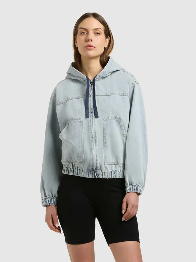 khujo-jacke-gretel-bleached-blue-damen-jeans-blouson-mit-kapuze-im-loose-fit image 1