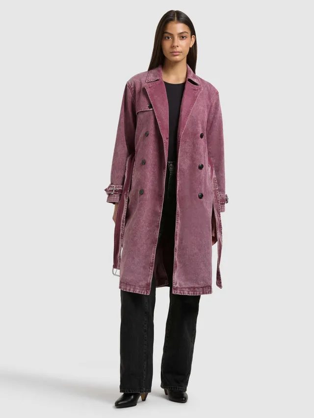 khujo-mantel-hera-fuchsia-damen-jeans-trench-denim image 1
