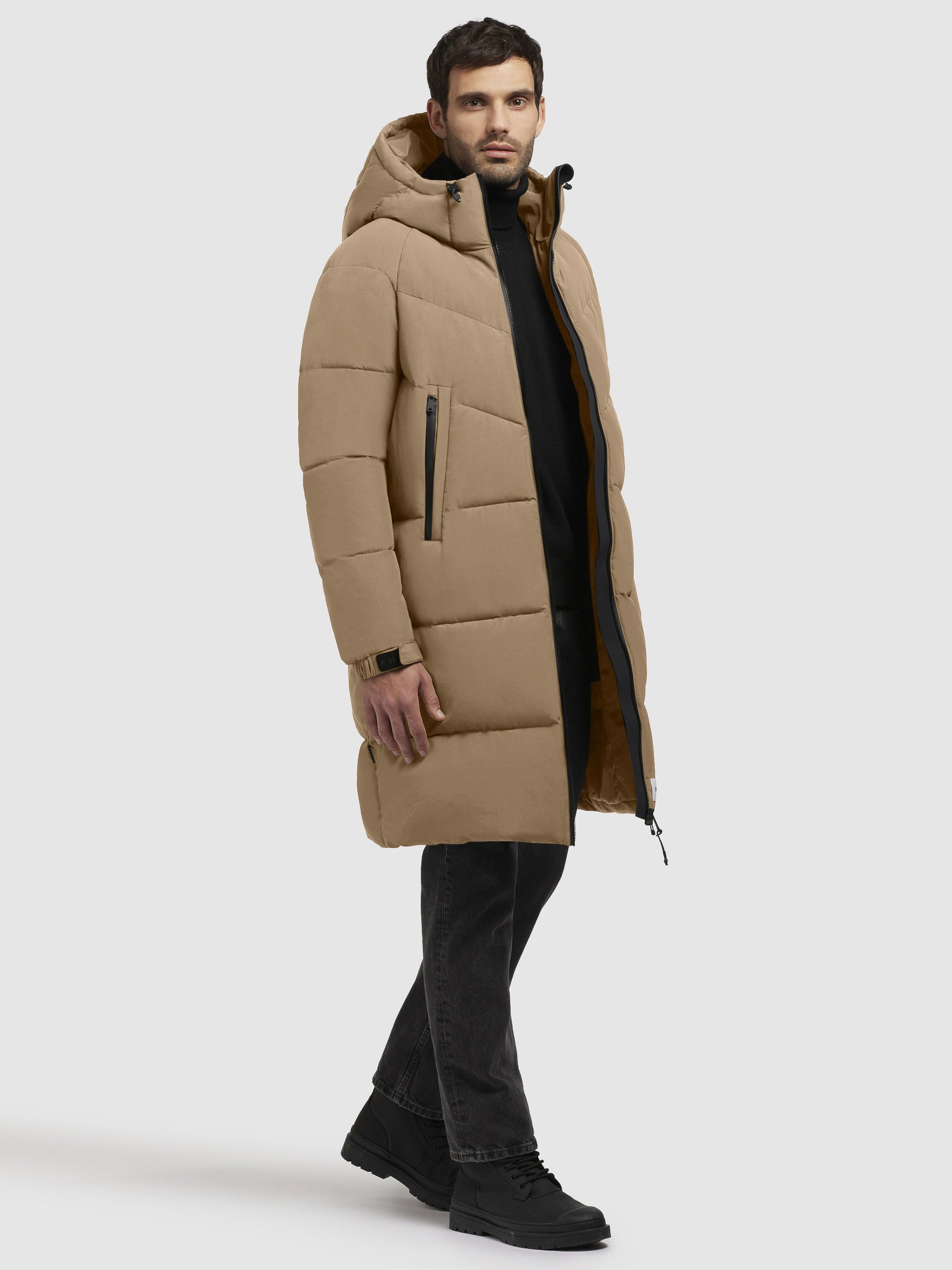 khujo-mantel-wattan-hellbraun-knielanger-steppmantel-im-loose-fit-mit-kapuze image 6