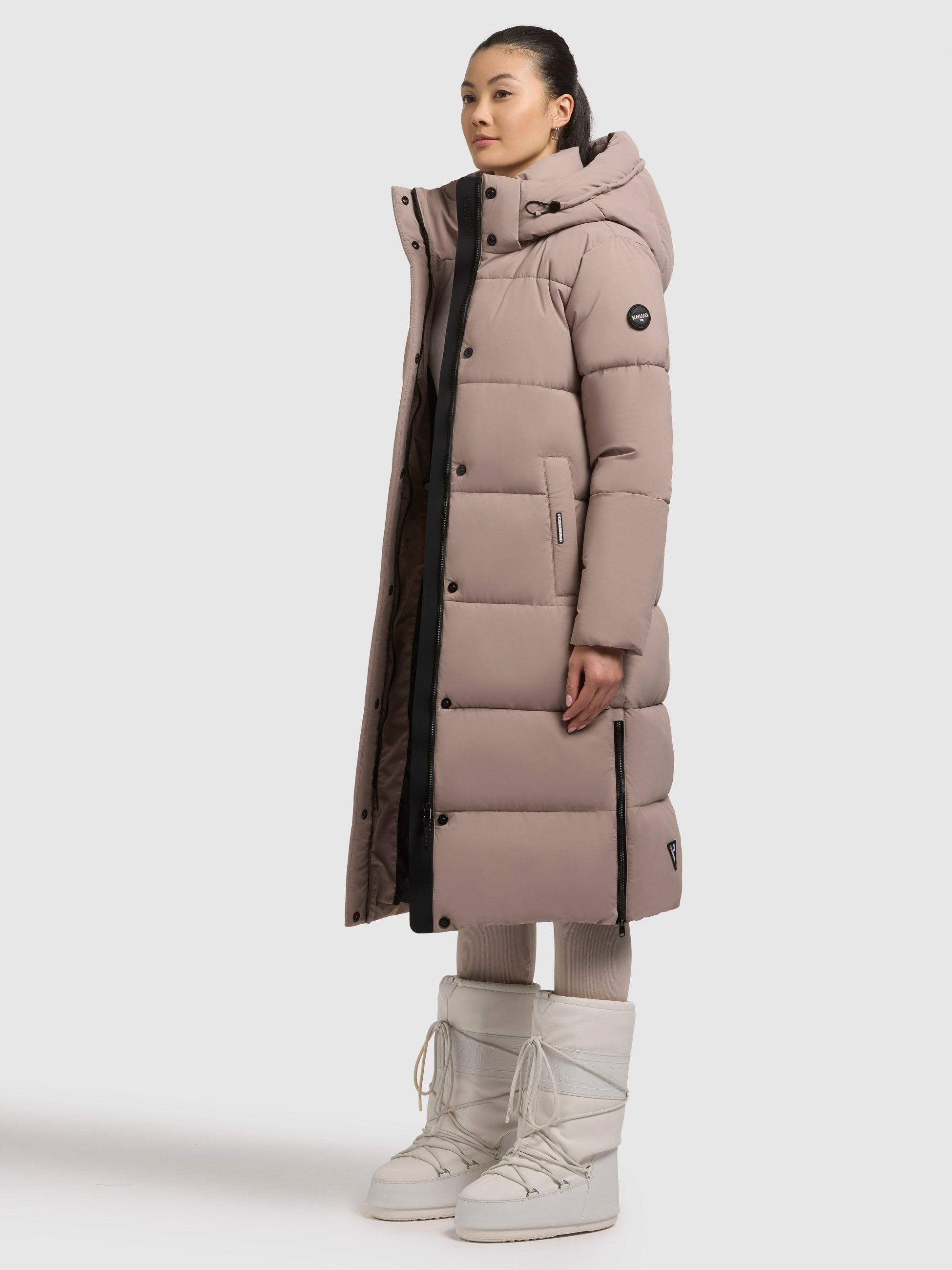 khujo-mantel-rachel2-matt-greige-damen-steppmantel-loose-fit image 2