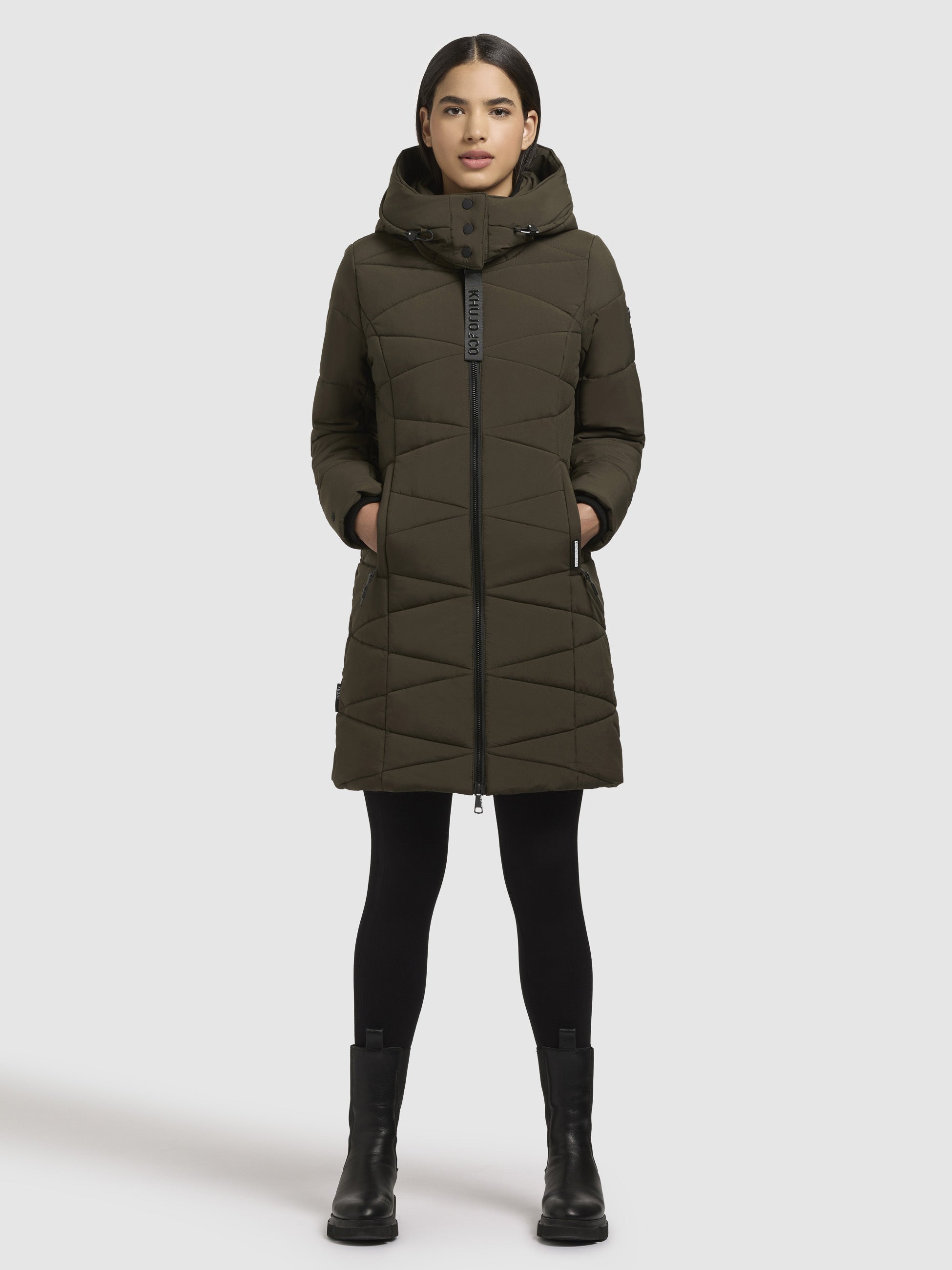khujo-fitt3-mantel-khaki-damen-steppmantel-regular-fit-mit-abnehmbarer-kapuze image 1