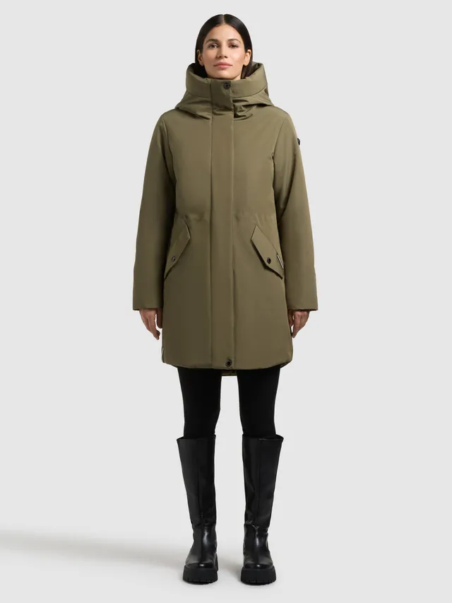 khujo-mantel-diance-scrub-green-damen-kurzmantel-slim-fit-mit-kapuze image 1