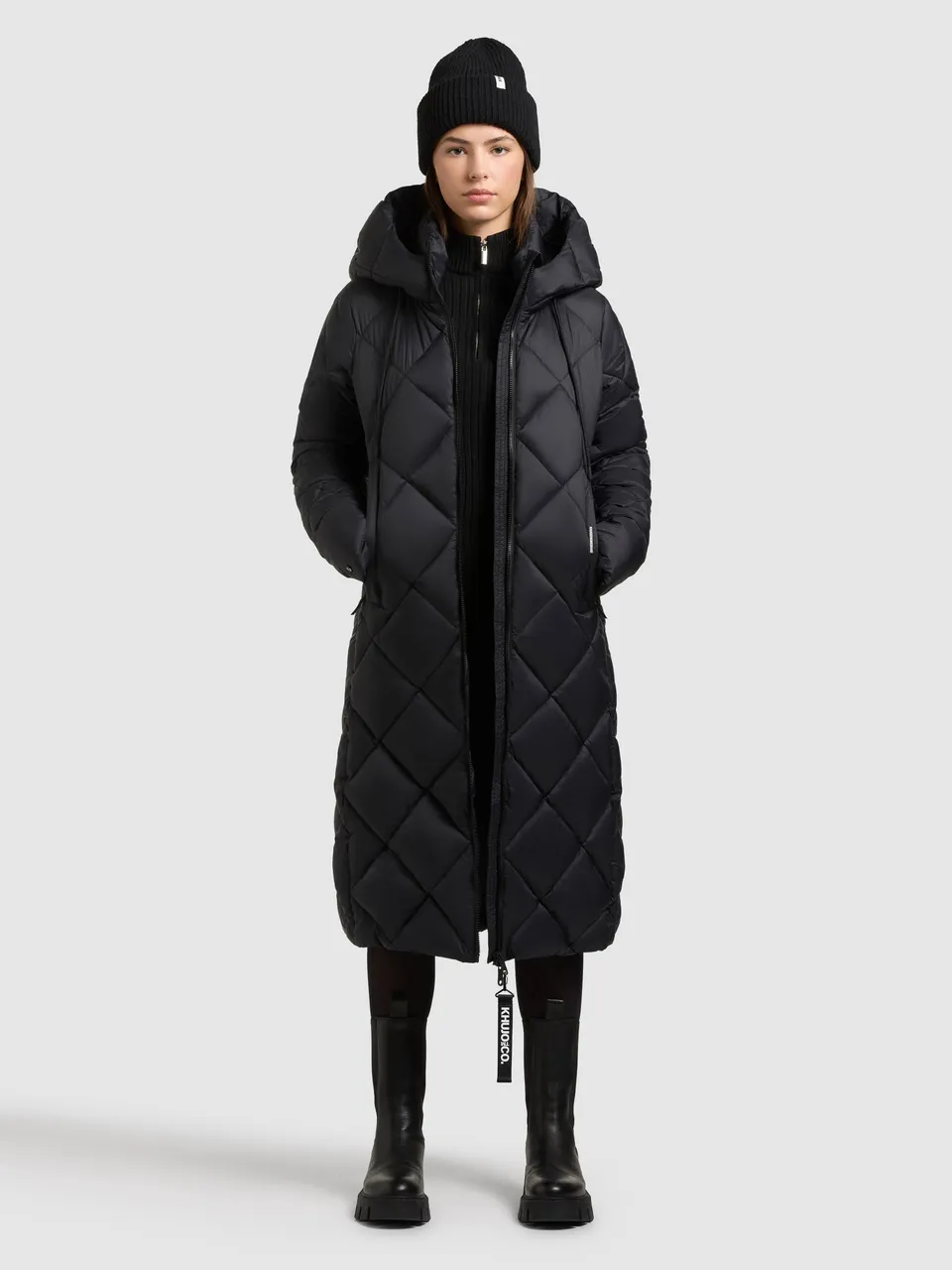 khujo-mantel-cilia-black-knielanger-steppmantel-regular-fit image 1