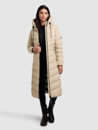 khujo-ingram4-coat-beige-taillierter-steppmantel-knielang image 6