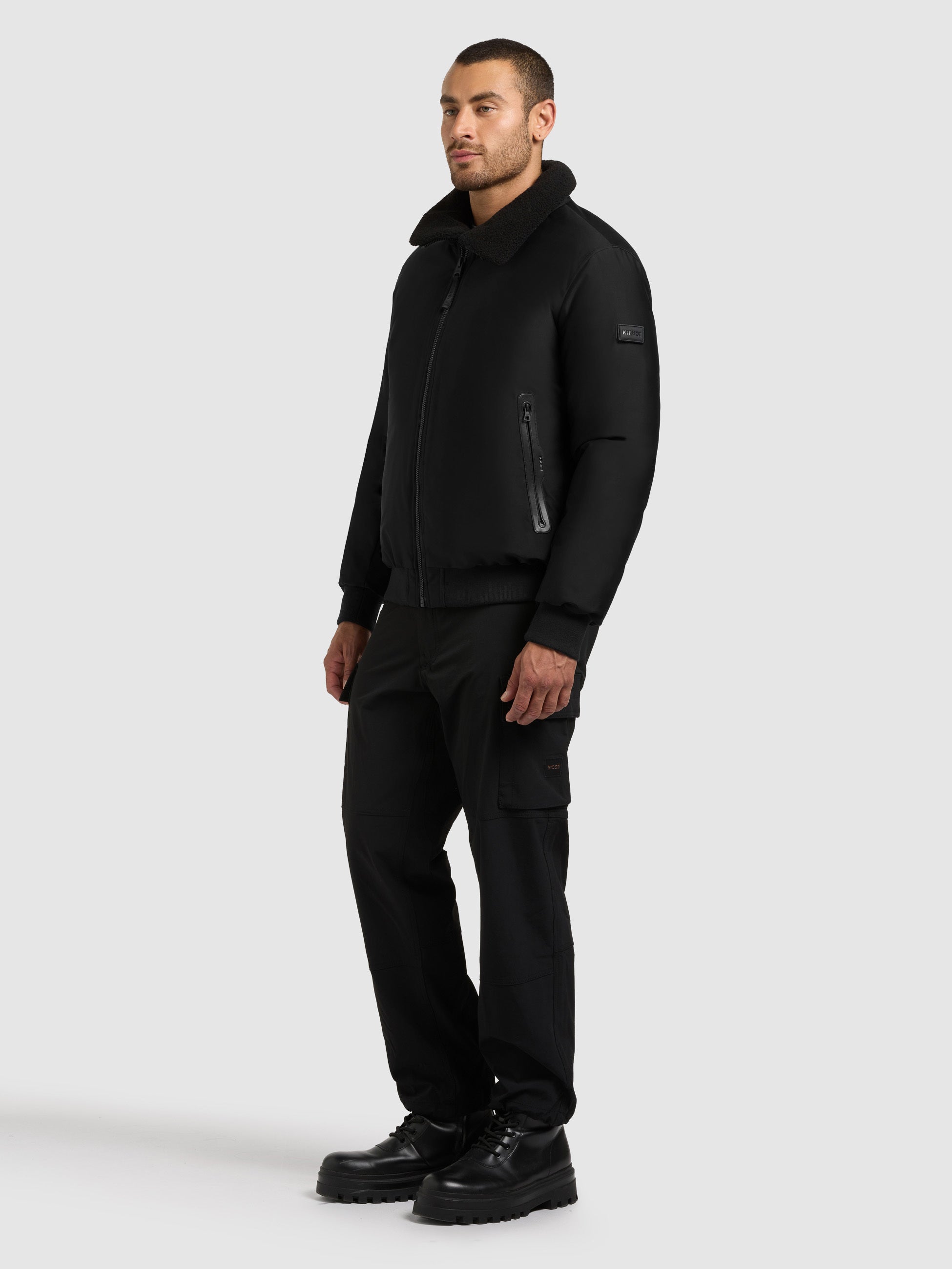 khujo-jacke-ginster-black-herren-blouson-fliegerjacke-mit-teddyfleece image 2