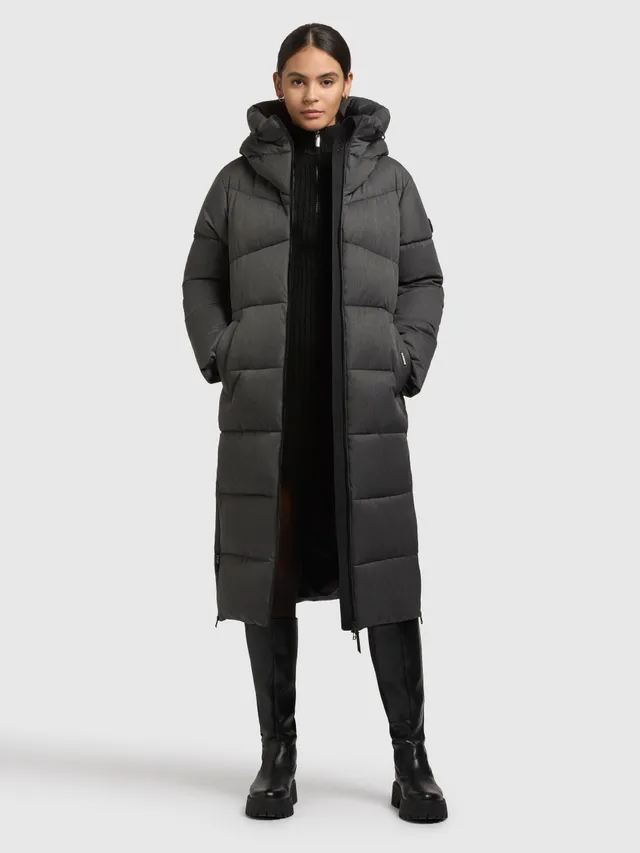 khujo-lima-coat-dark-melange-gray-knielanger-damenmantel image 1