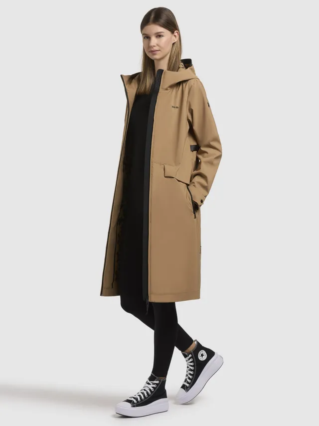 khujo-femke-damen-mantel-sand-regenmantel-slim-fit-mit-kapuze image 1