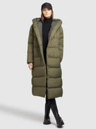 khujo-coat-vares-khaki-damen-steppmantel-wadenlang-mit-kapuze image 5