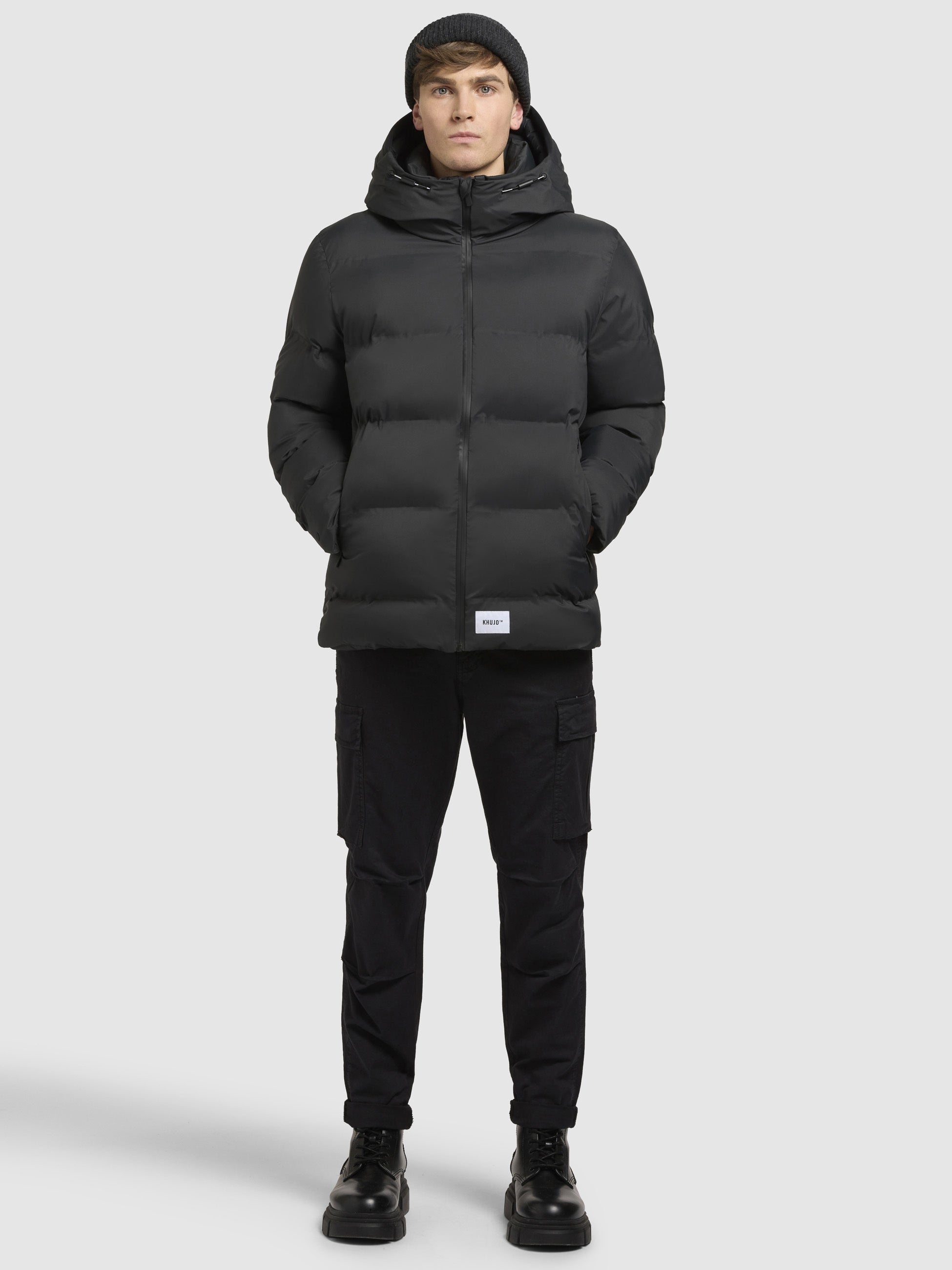 khujo-jacke-silas2-dunkelgrau-warm-wattierte-steppjacke-mit-kapuze image 2