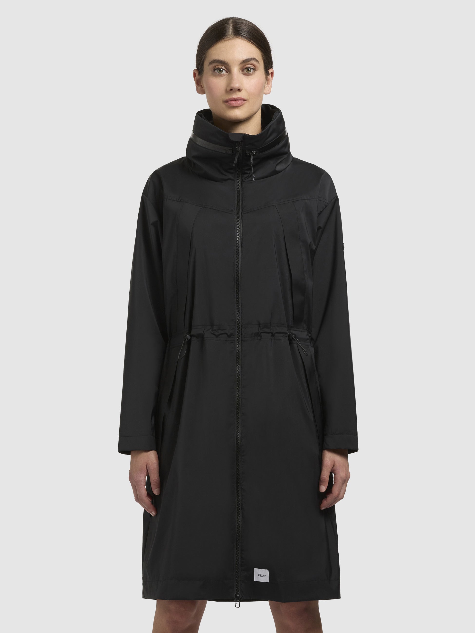 khujo-loulou-damen-mantel-schwarz-knielanger-windbreaker-kurzmantel image 4
