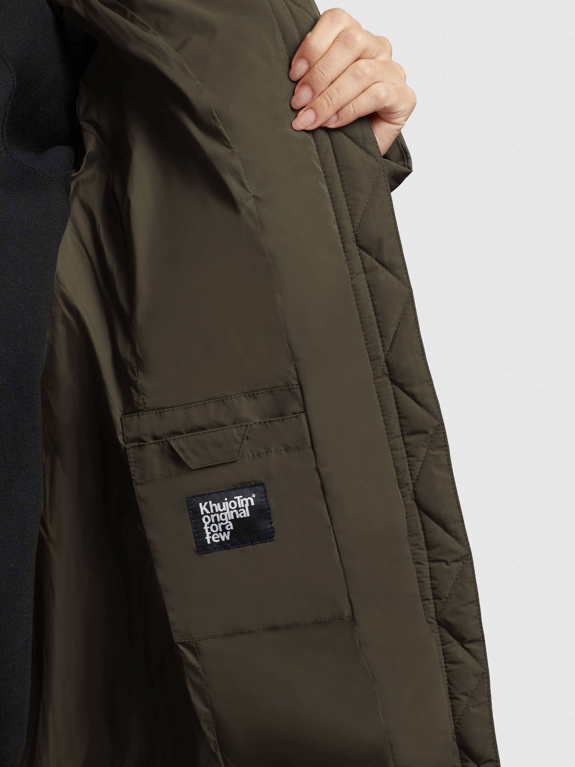 khujo-mantel-tynse-khaki-wadenlanger-damen-steppmantel-regular-fit image 8
