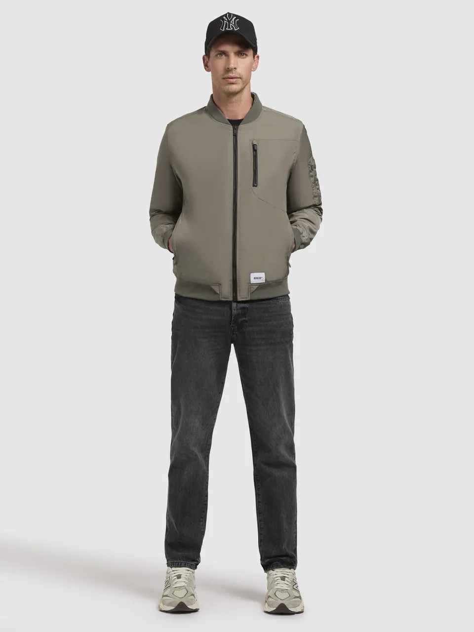 khujo-jacke-beki-graugr-n-damen-bomberjacke-gerippt image 1
