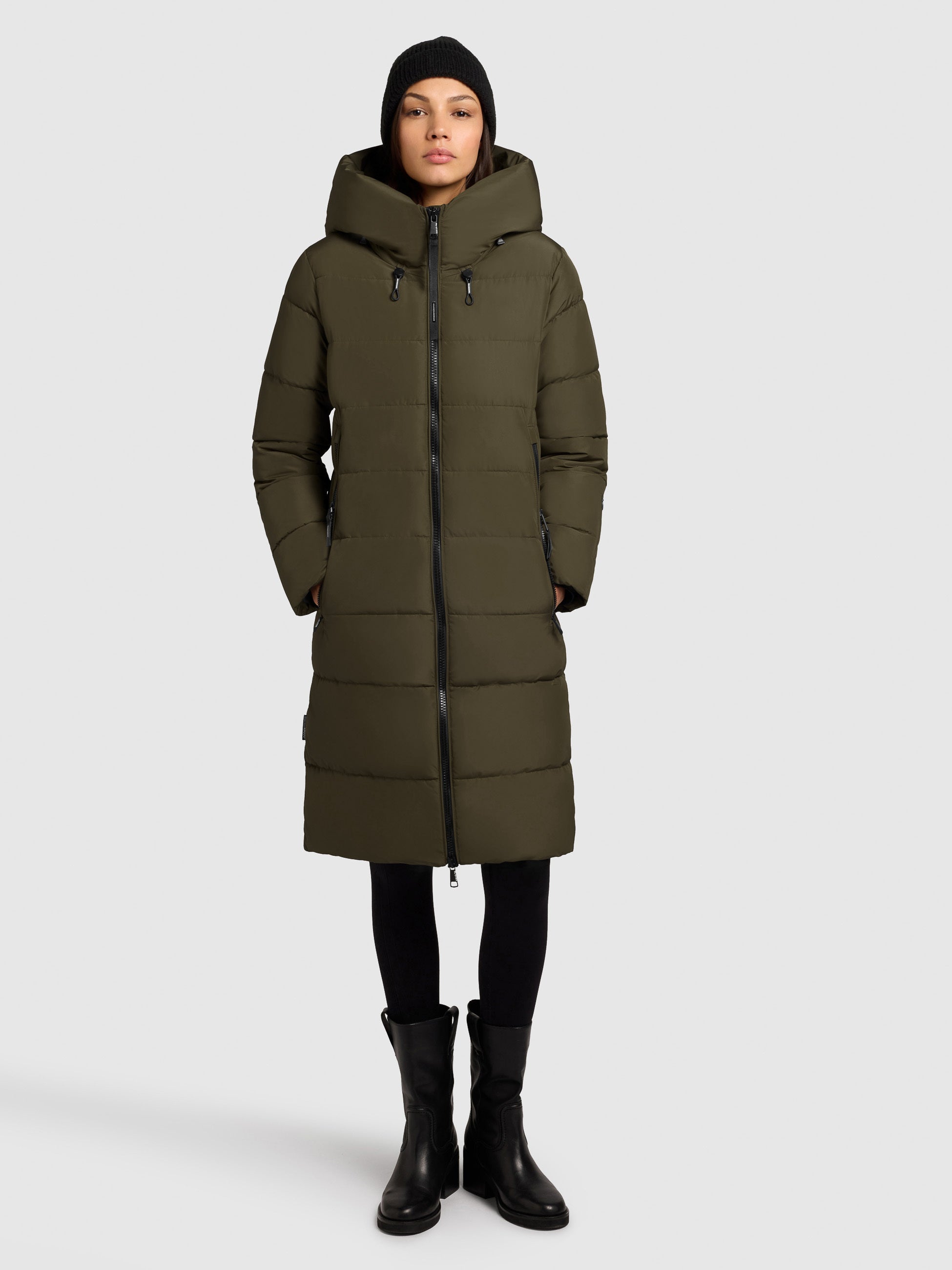 khujo-mantel-jilias5-dark-green-damen-wintermantel-stepp-lang image 2