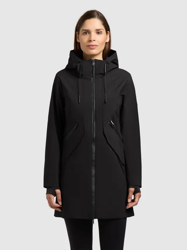 khujo-jacke-eiza-black-lange-damen-regenjacke-wasserabweisend-schwarz image 1