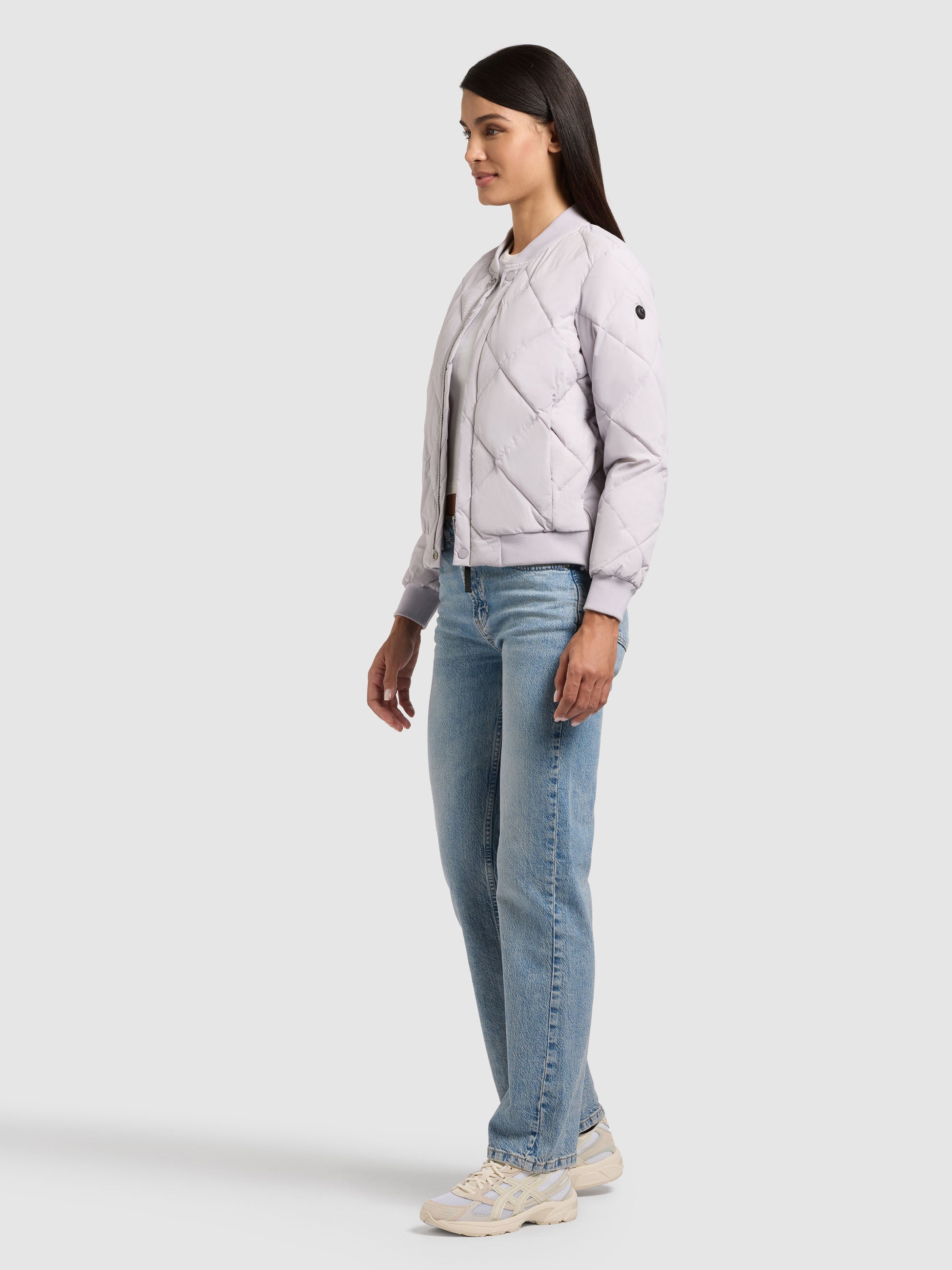 khujo-jacke-ange2-raindrops-lilac-damen-bomber-steppjacke-kurz image 7
