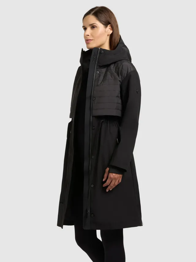 khujo-elsa-damen-kurzmantel-black-leichter-regenmantel-mit-kapuze image 1