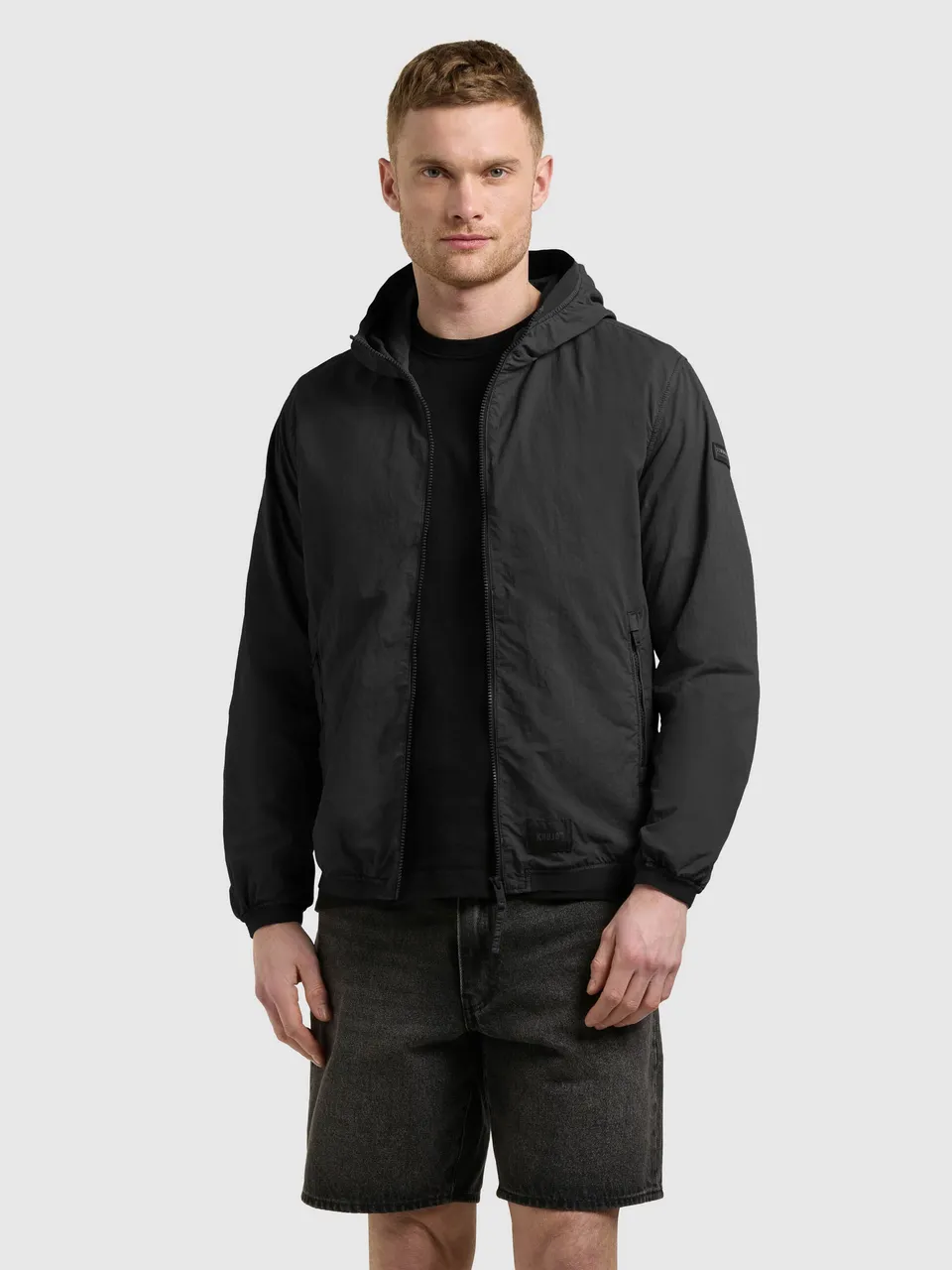 khujo-derf-blousonjacke-black-leichte-kapuzenjacke image 1