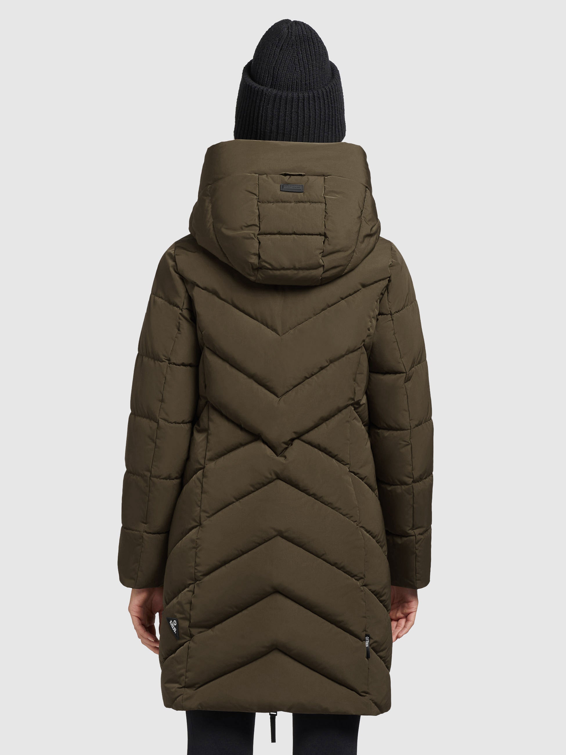 khujo-mantel-darka-khaki-steppmantel-im-regular-fit-mit-kapuze-und-fleece-tasche image 3