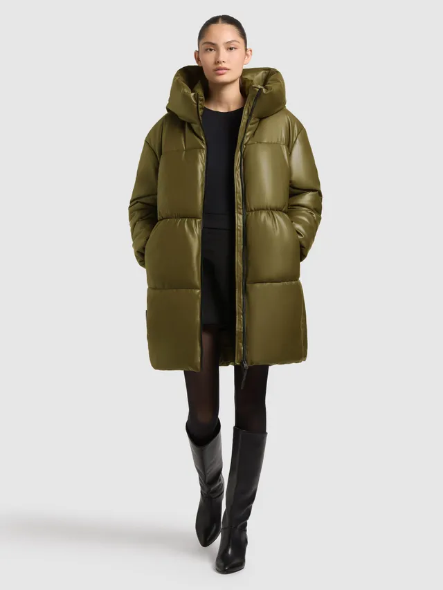 khujo-mantel-lorsa-olive-damen-wintermantel-loose-fit-in-lederoptik image 1