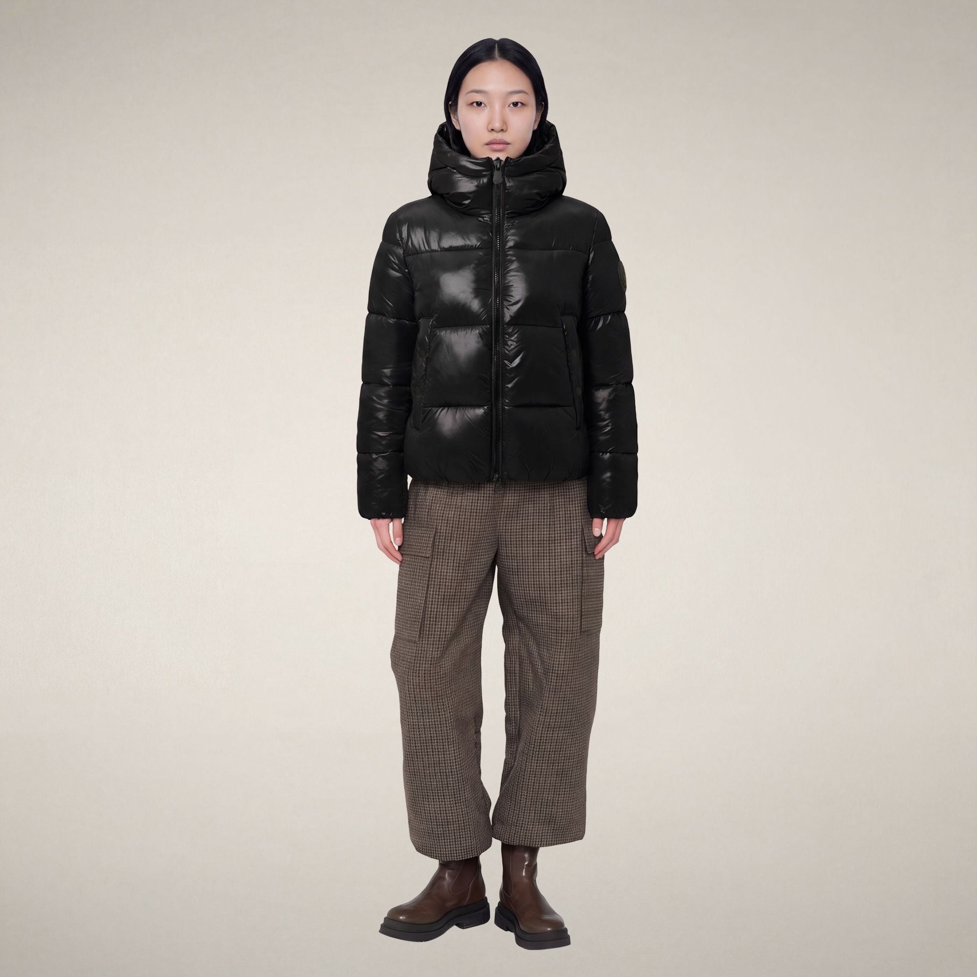 save-the-duck-biddy-damen-daunenjacke-schwarz-gl-nzend image 1